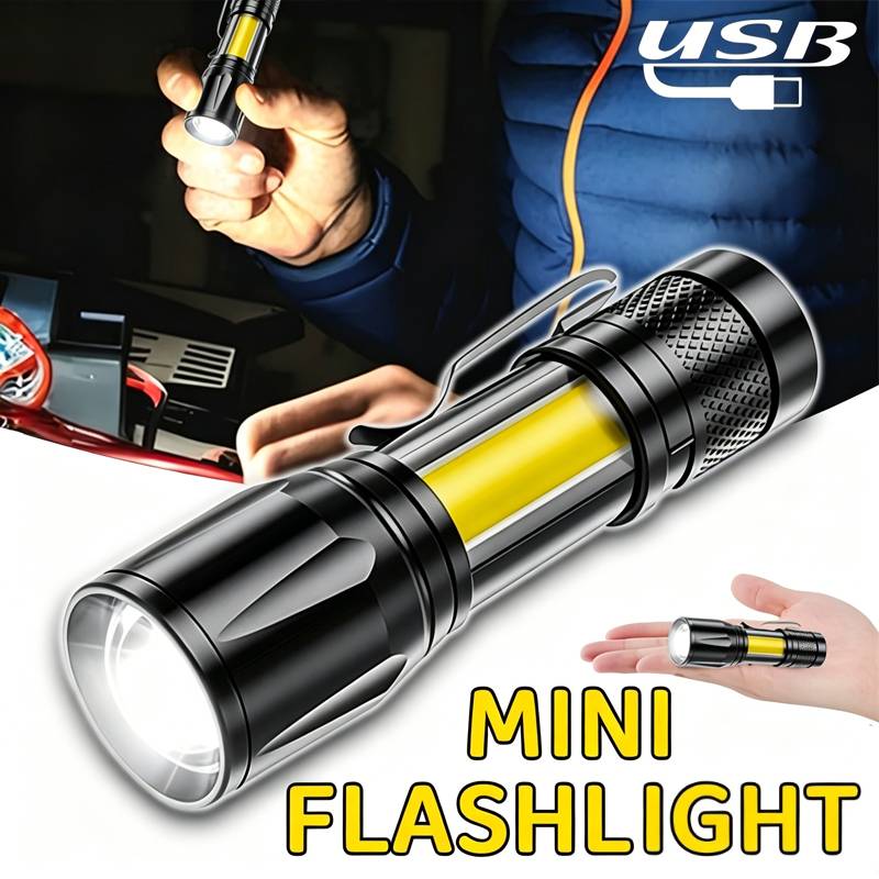 Outdoor Lighting Black - Mini Lanterna LED COB Portátil Recarregável