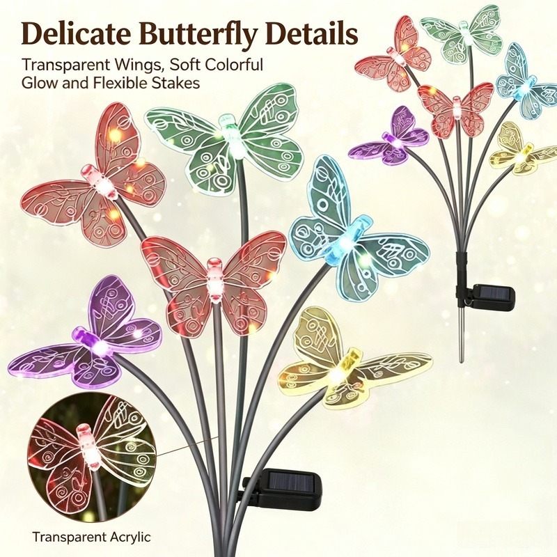 Outdoor Lighting Waterproof - Luzes de Borboleta Alimentadas por Energia