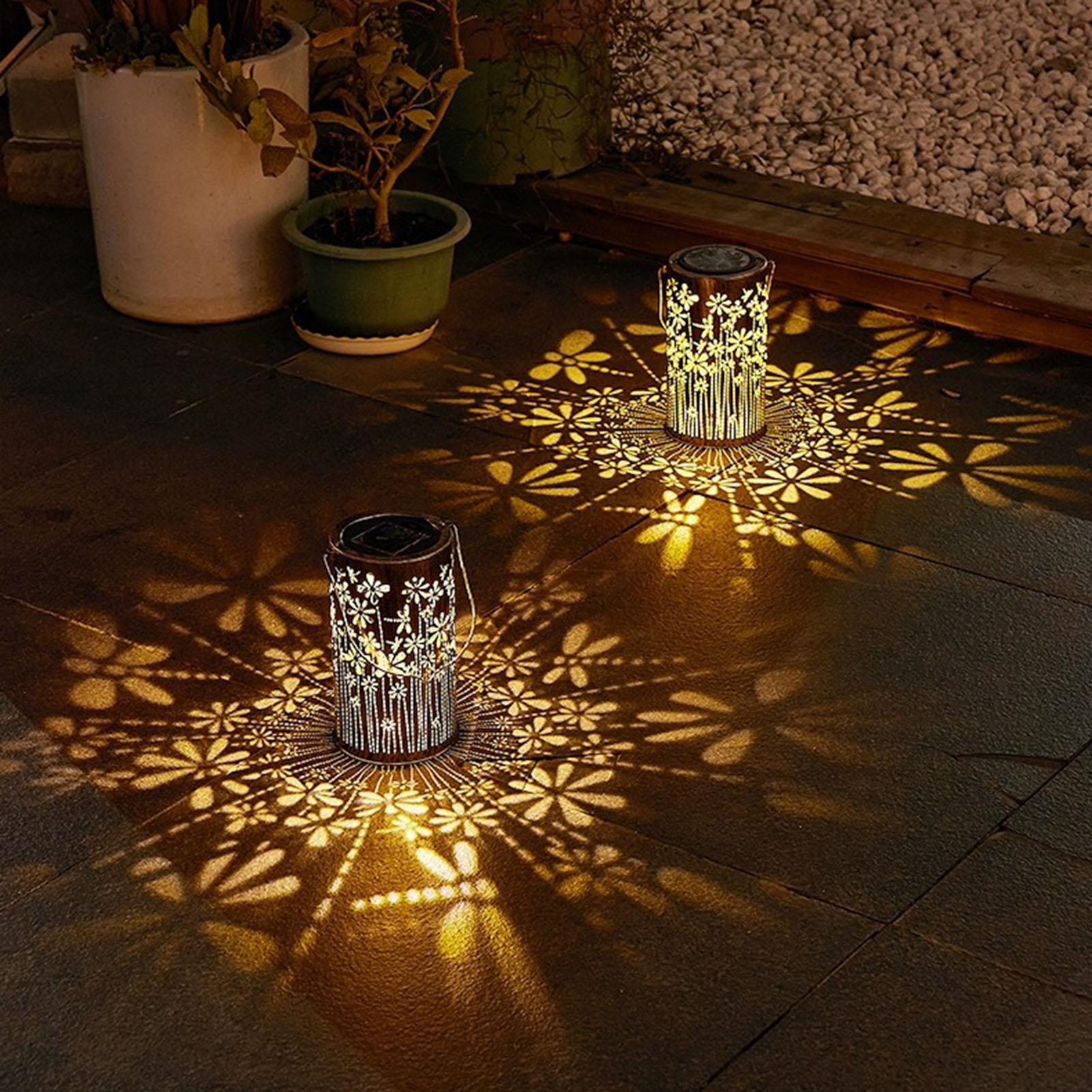 Outdoor Lighting And Landscape - Lanternas solares coloridas de metal em