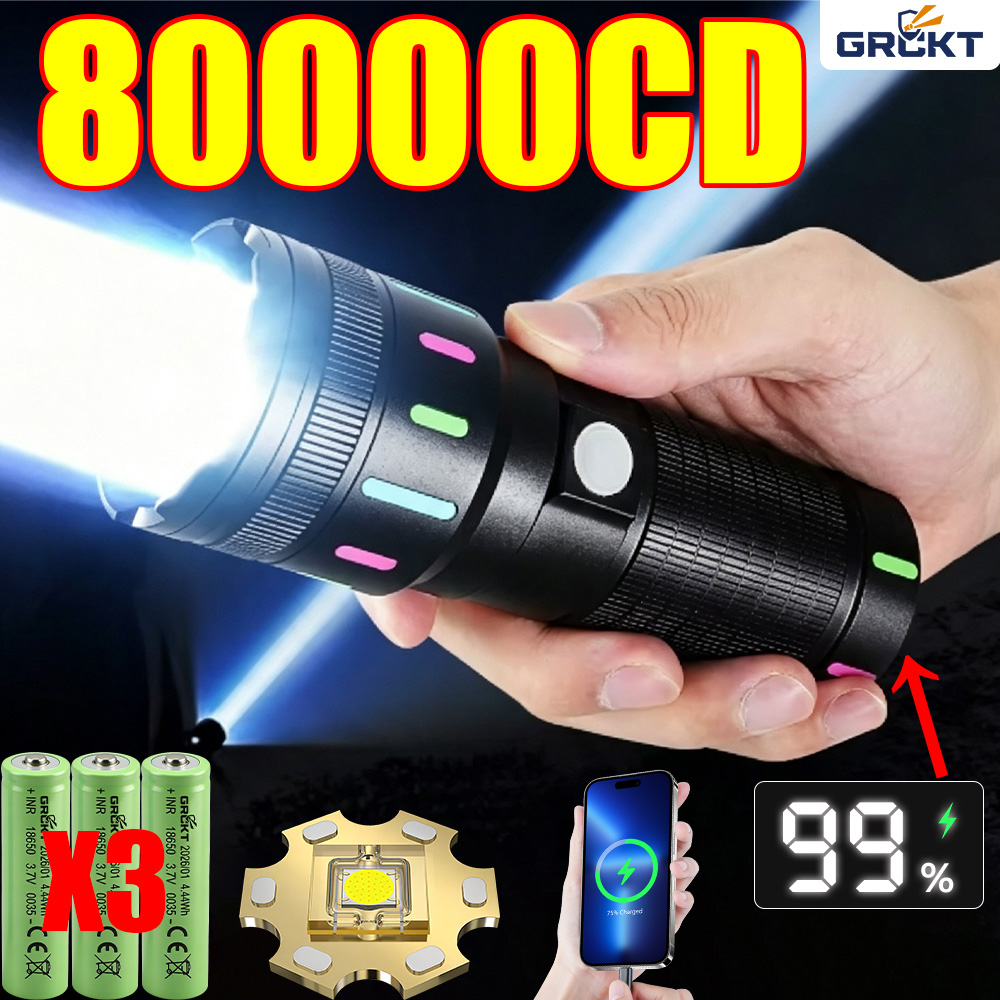 Outdoor Lighting Black - Lanterna LED Mais Poderosa 80000CD, Lanterna